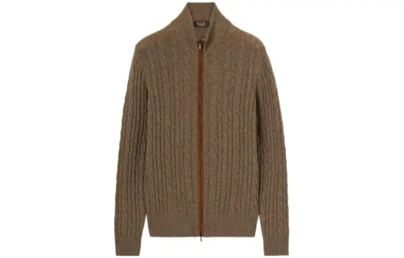 Loro Piana Jackets Men's Brown Stand Collar Moderate Other