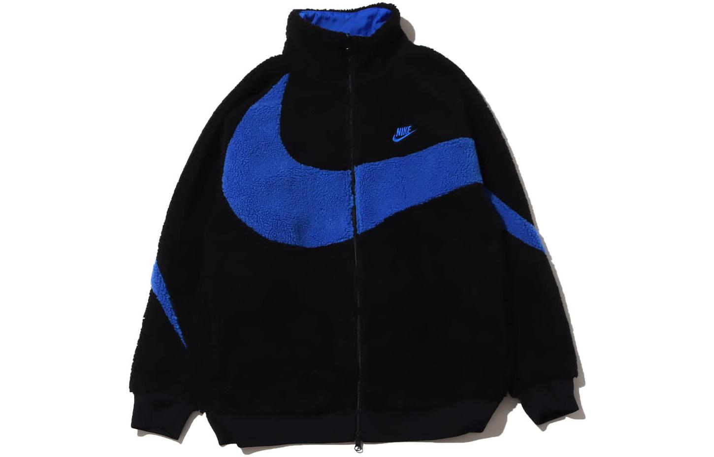 Nike Sportswear Swoosh Double-sided Large Logo Jacket Fleece Jacket Men's Black