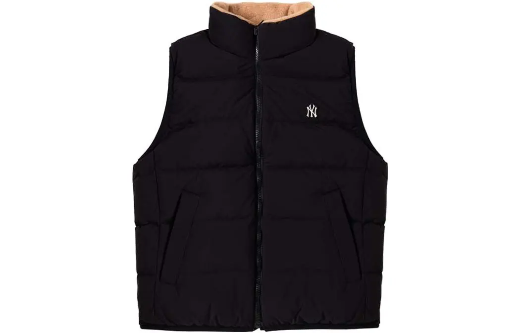 MLB New York Yankees Down Vests Unisex Black Stand Collar Moderate Reversible