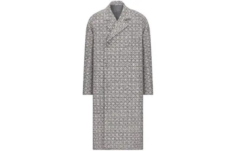 DIOR Long Cannage Coat Men's Gray