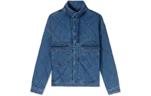 Levis Puffer Jackets Men's Blue Stand Collar Moderate Other