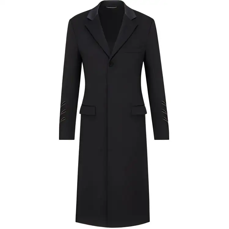 DIOR Quarterly New Products Coats Men's Black Suit Collar Moderate Straight Fit