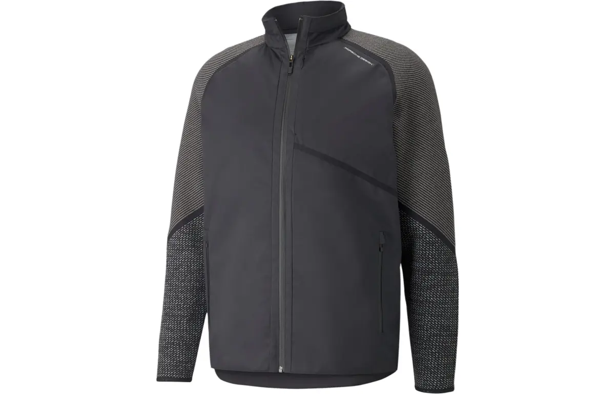 PUMA Jackets Men's Black Stand Collar Moderate Straight Fit