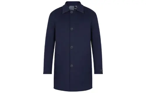LOUIS VUITTON Coats Men's Blue Lapel Moderate Straight Fit