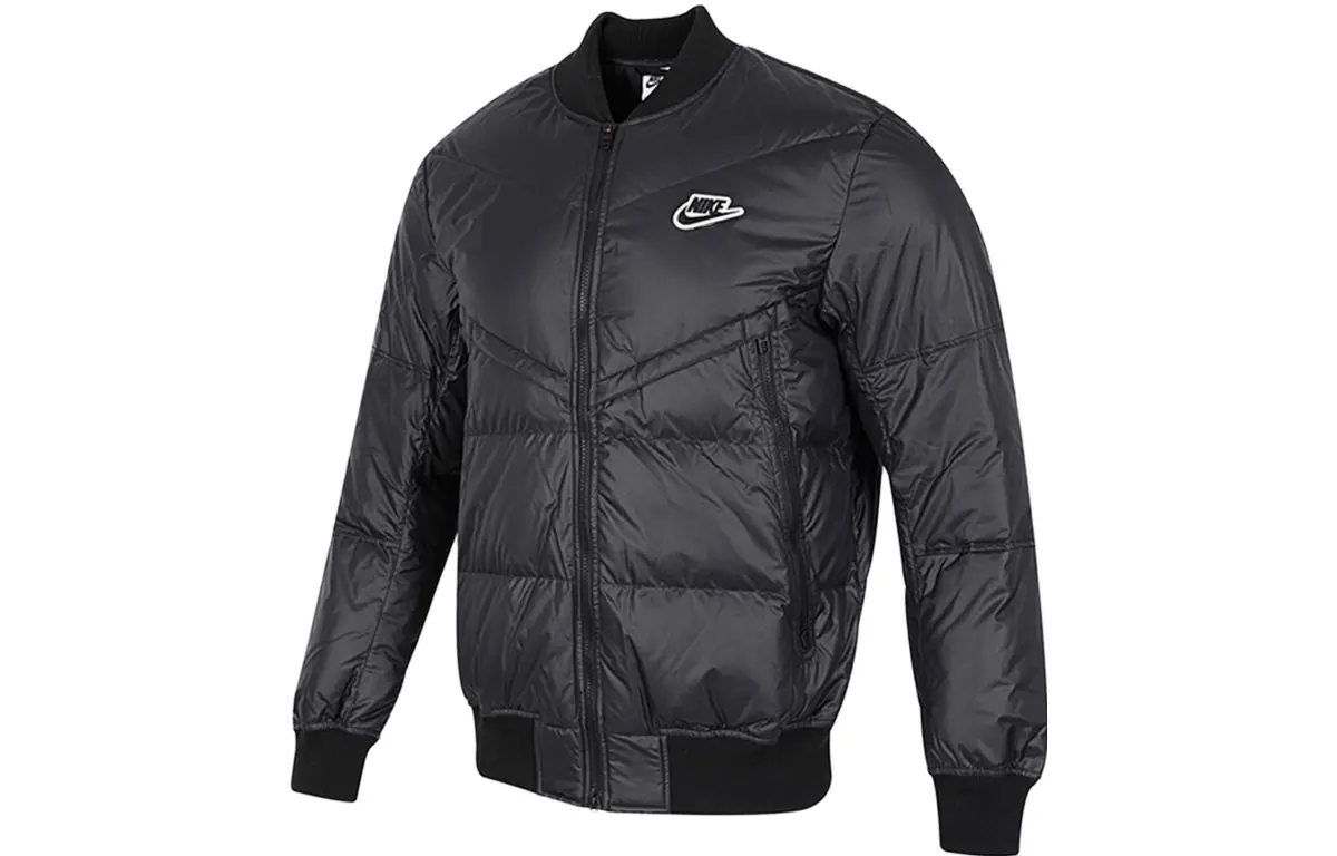 Nike Down Jackets Men's Black Baseball Collar Moderate
