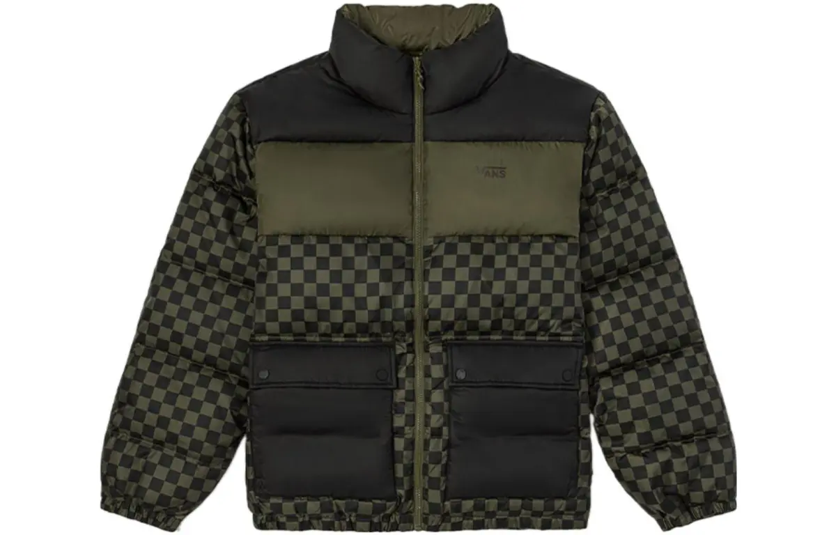 Vans Down Jacket Unisex Green Checkerboard