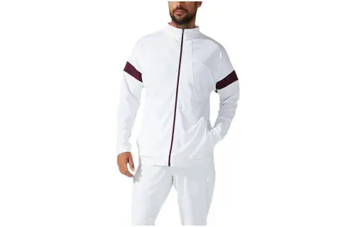 ASICS Jackets Men's Bright White Stand Collar Moderate Other