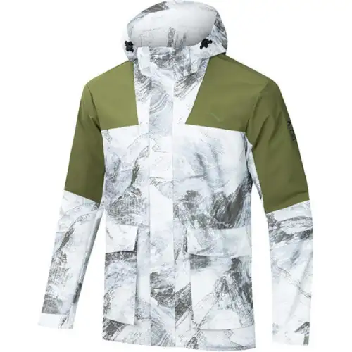 Anta Outdoor Collection Outdoor Hiking Breathable Windbreaker Jacket Men's Papyrus White/All Over Print/Turquoise