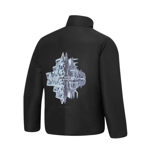 Li Ning Jackets Men's Black Stand Collar Moderate Reversible