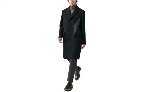 HERMES Coats Men's Black Suit Collar Moderate