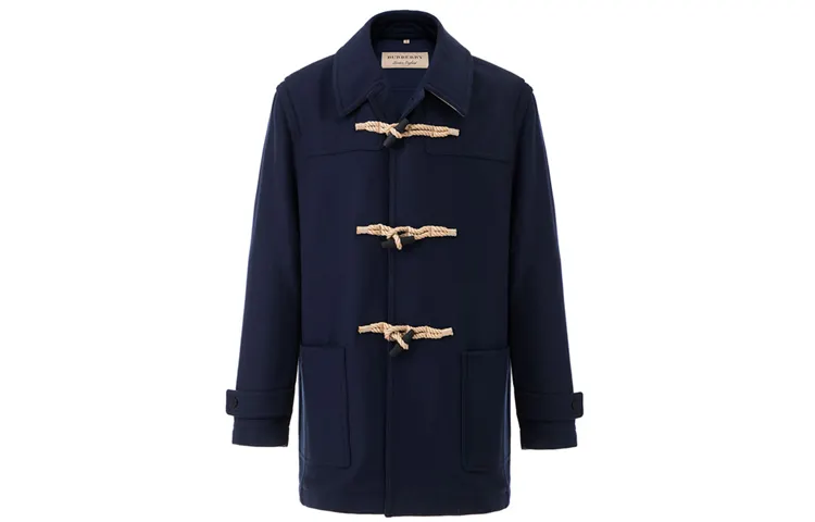 Burberry Coats Men's Dark Blue Lapel Moderate Straight Fit