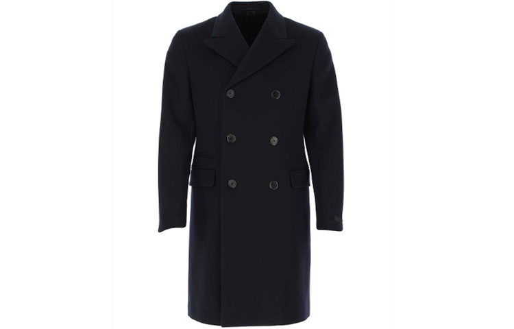 PRADA Prada double-breasted solid color casual cashmere fitted coat for men