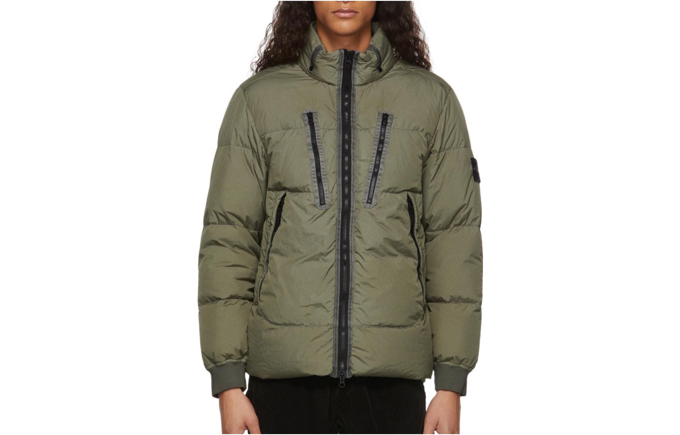 STONE ISLAND FW23 Down Jacket Unisex Olive Green