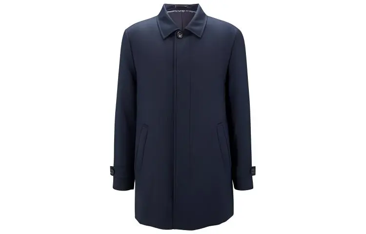 HUGO BOSS Coats Men's Dark Blue Lapel Moderate