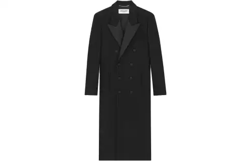 SAINT LAURENT Double-breasted Silk-lapel Coat