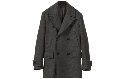 HERMES Coats Men's Medium Gray Suit Collar Moderate