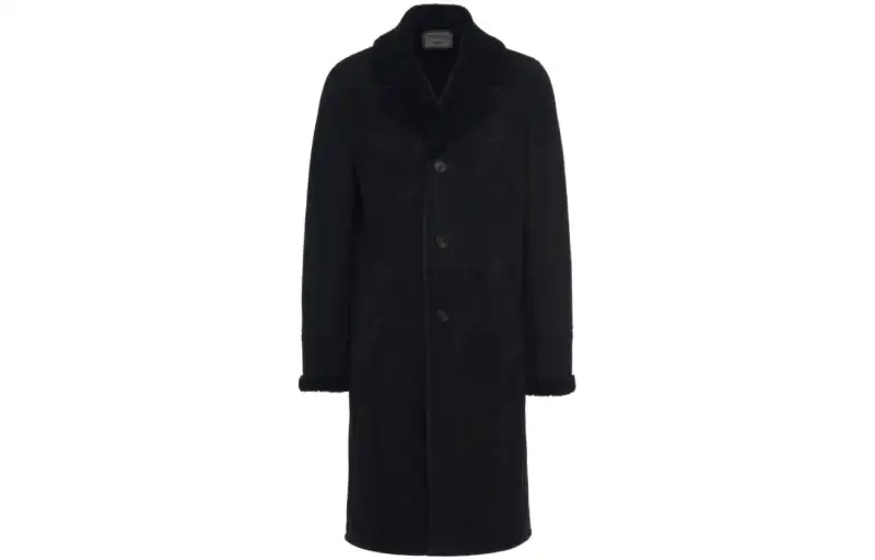 PRADA Shearling-collar Single-breasted Coat