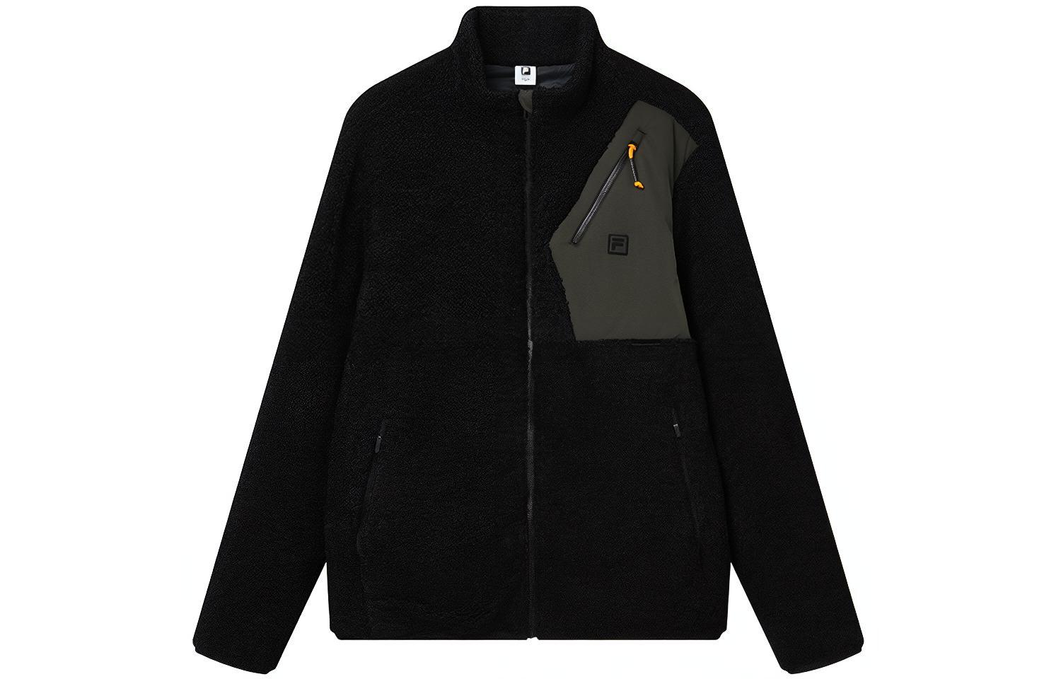 FILA Athletics Velvet Jackets Men's Black Stand Collar Moderate