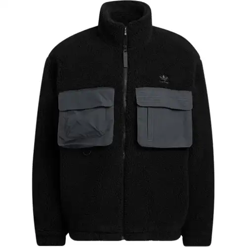Adidas Originals Velvet Jackets Men's Black Stand Collar Moderate