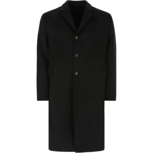 PRADA Coats Men's Navy Blue Suit Collar Moderate Straight Fit
