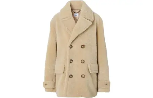 Burberry Coats Men's Ecru Lapel Moderate Straight Fit