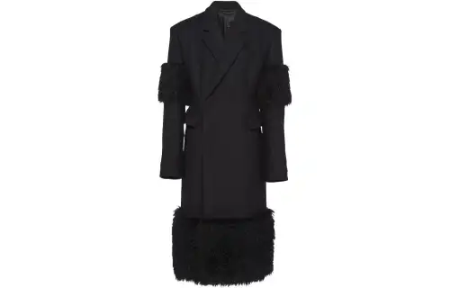 PRADA Coats Men's Black Lapel Moderate Straight Fit
