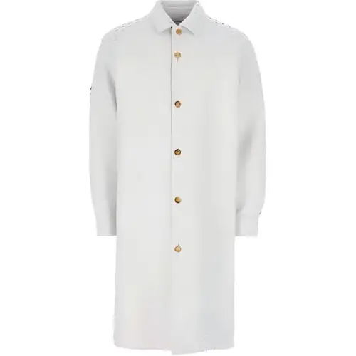 Bottega Veneta Coats Men's White Lapel Moderate Straight Fit