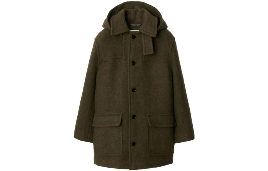 Burberry Single-breasted Hooded Wool Coat