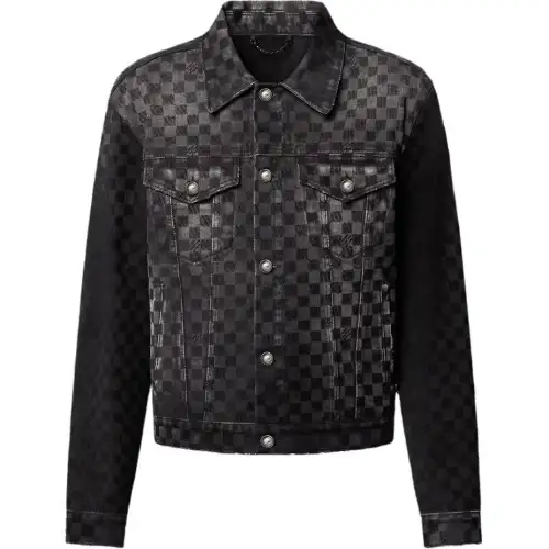 LOUIS VUITTON Flocked Damier Denim Trucker Jacket