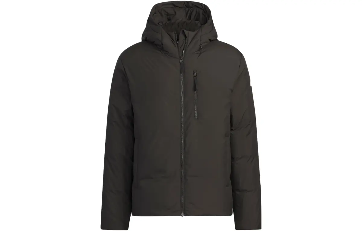 Adidas Hooded Down Jackets Men's Black Hooded Moderate Straight Fit