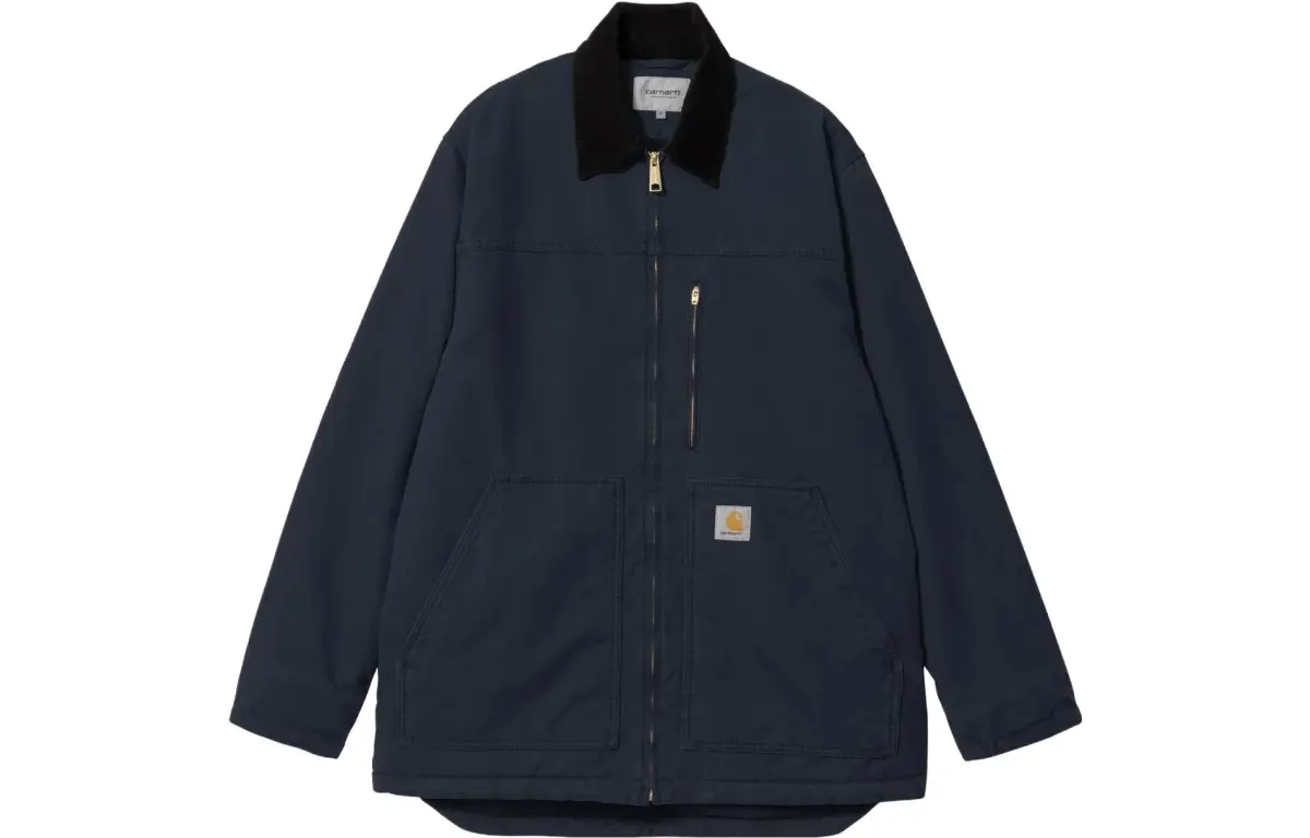 Carhartt WIP Jackets Men's Marine Blue Lapel Thickened Straight Fit
