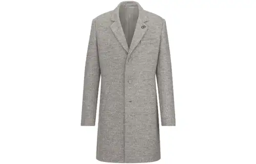 DIOR Coats Men's Gray Lapel Moderate Straight Fit