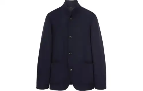 Loro Piana Coats Men's Blue Stand Collar Moderate