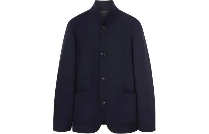 Loro Piana Coats Men's Blue Stand Collar Moderate