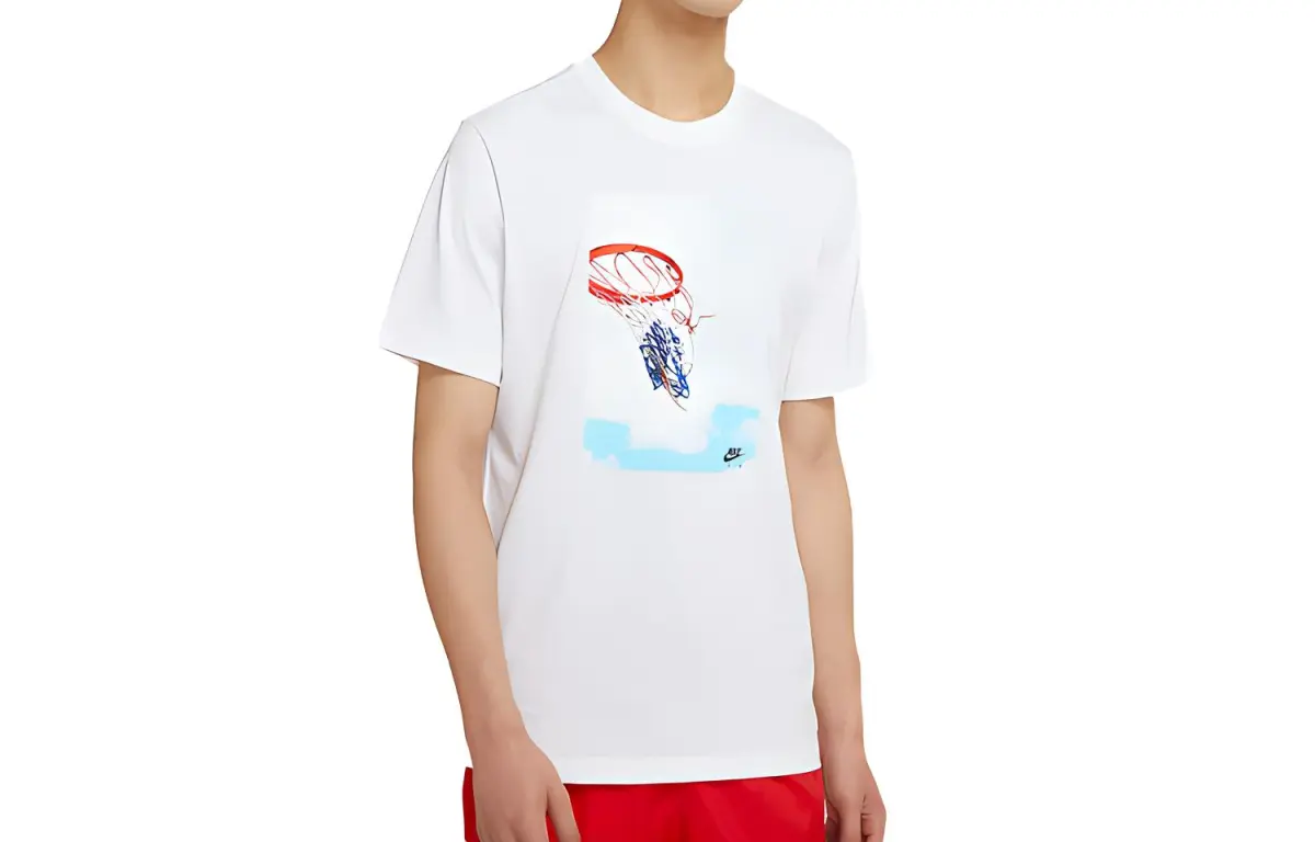 Nike T-Shirts Men's White Crew Neck Moderate Straight Fit
