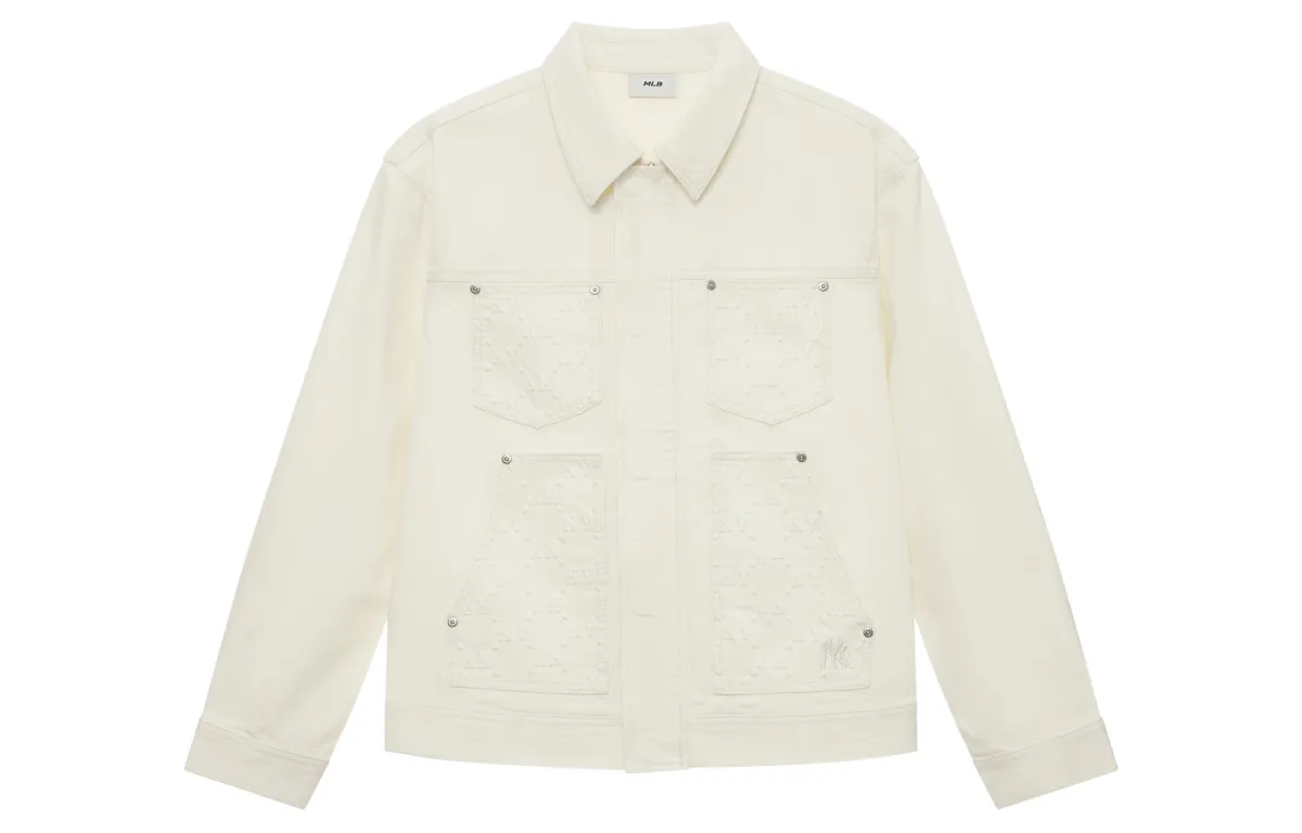MLB MONOGRAM SS25 Denim Jacket Unisex Dark Cream