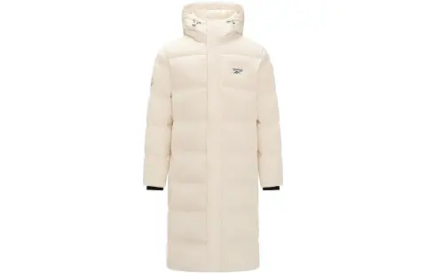 Reebok Down Jackets Unisex Ecru Hooded Moderate Quilted Down Jacket