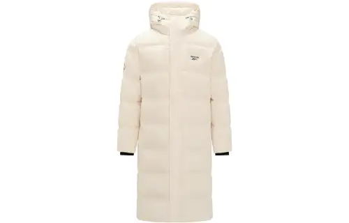Reebok Down Jackets Unisex Ecru Hooded Moderate Quilted Down Jacket