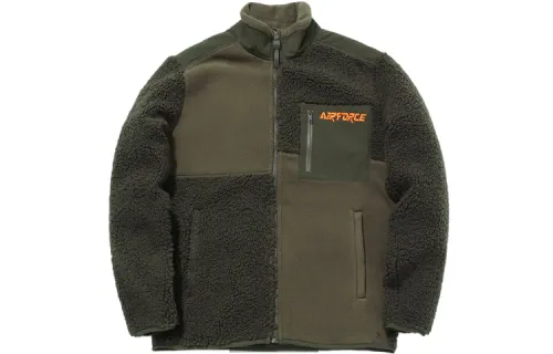 Li Ning J20 Collaboration, Sherpa Patchwork Fleece Lined Thermal Casual Stand Collar Coat Long Sleeved Jacket Men's