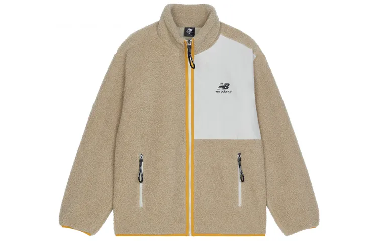 New Balance Velvet Jackets Unisex Khaki Stand Collar Moderate