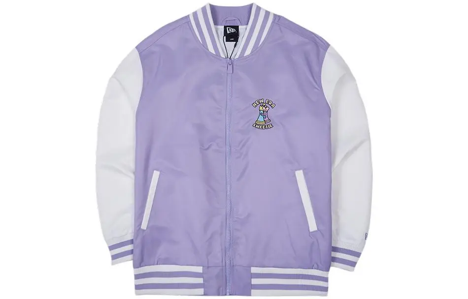 New Era Baseball Jackets Unisex Purple Baseball Collar Moderate Straight Fit
