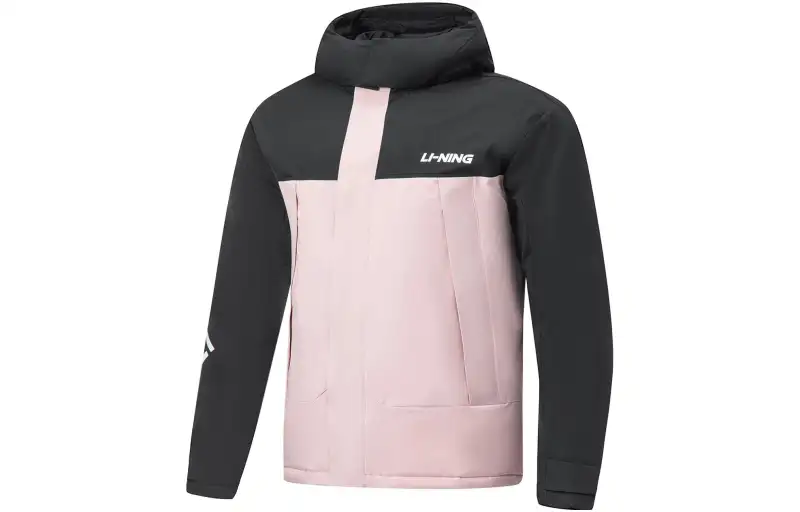 Li Ning Hot Pots Down Collection Down Jacket Men's Light Blush Pink/Black