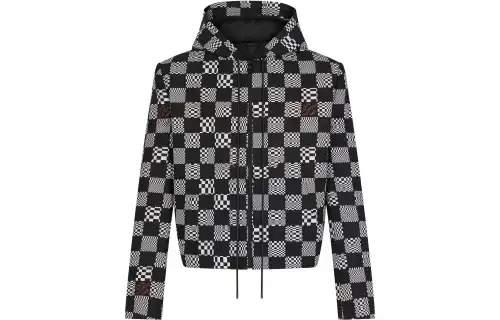 LOUIS VUITTON Jackets Men's Gray Black Hooded Moderate Other