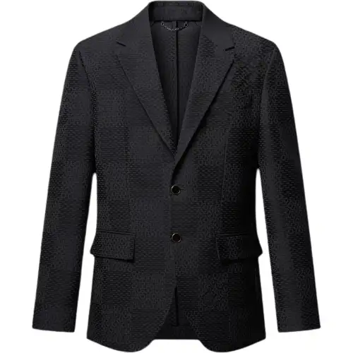 LOUIS VUITTON Jacquard Damier Wool Silk Blend Napolitana Jacket