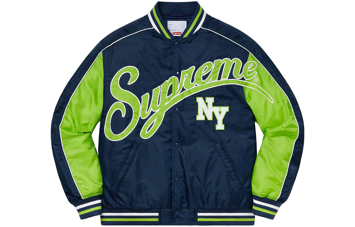 Куртка Supreme FW20 College Baseball Jacket (черно-белая) — фото 7