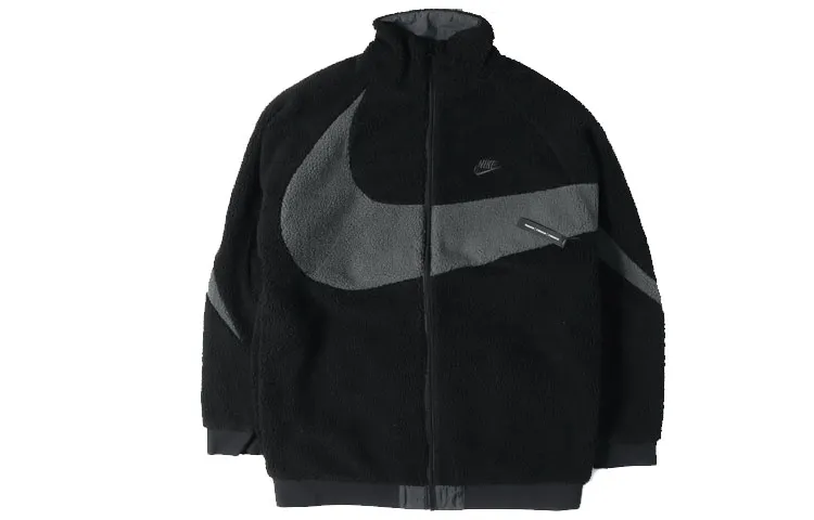 Nike Velvet Jackets Men's Black Stand Collar Moderate