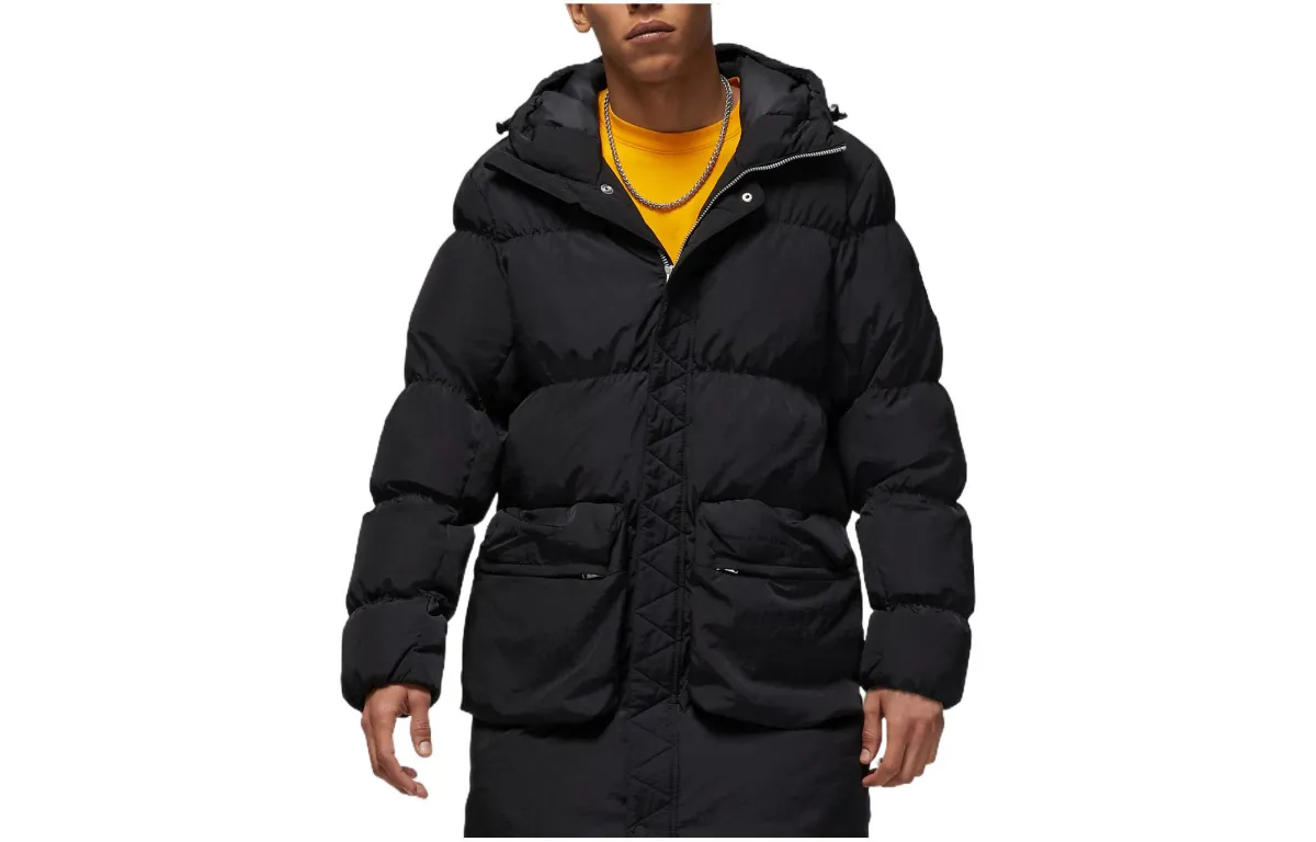 Jordan Down Jackets Men's Black Hooded Moderate Down Jacket