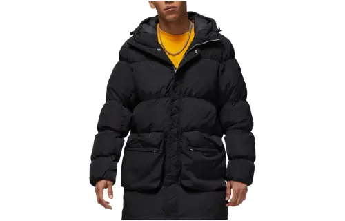 Jordan Down Jackets Men's Black Hooded Moderate Down Jacket