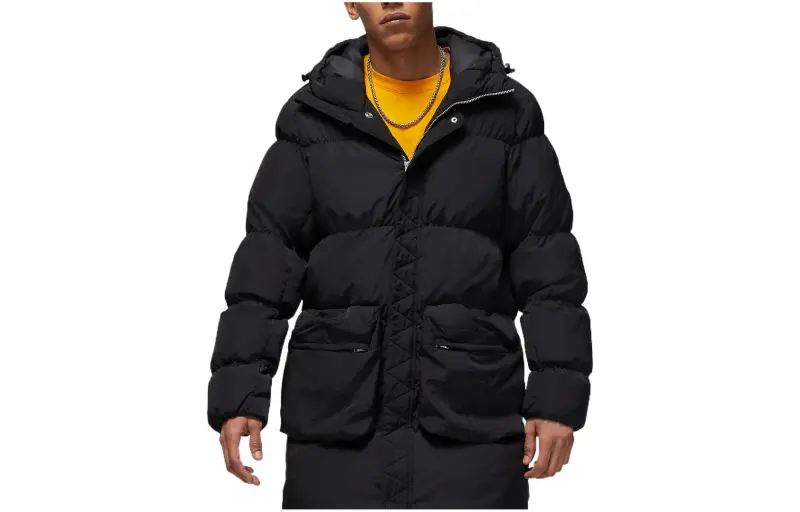Jordan Down Jackets Men's Black Hooded Moderate Down Jacket