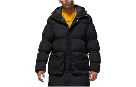 Jordan Down Jackets Men's Black Hooded Moderate Down Jacket